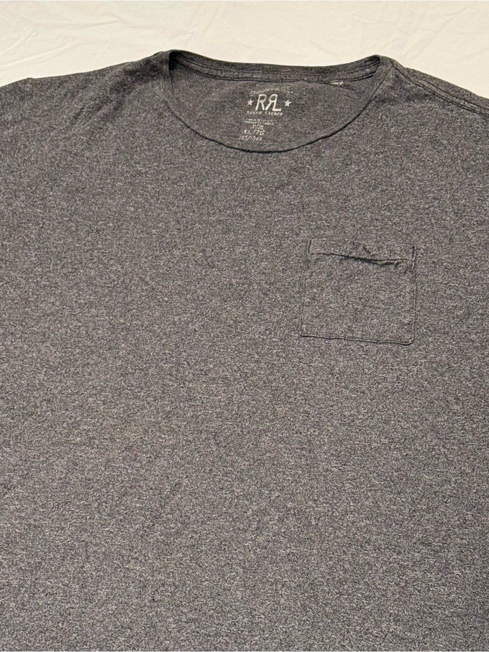 RRL Ralph Lauren Pocket T-Shirt Mens XL Heathered Gray Short Sleeve Cotton